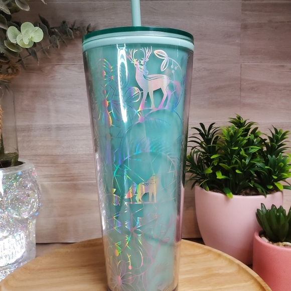 Starbucks Christmas Holiday Reindeer Venti Rainbow Shine Tumbler * - Picture 1 of 6